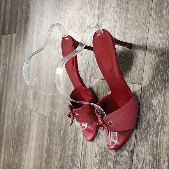 Gucci 'Tess' Original GG Monogram Slip On Heel Red Size 8 1/2 B - Picture 3 of 16